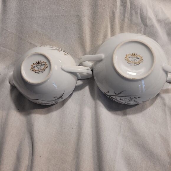 Castlecourt Fine China Sugar Bowl and Creamer - Wheat Harvest -Japan Silver Trim - Picture 11 of 12